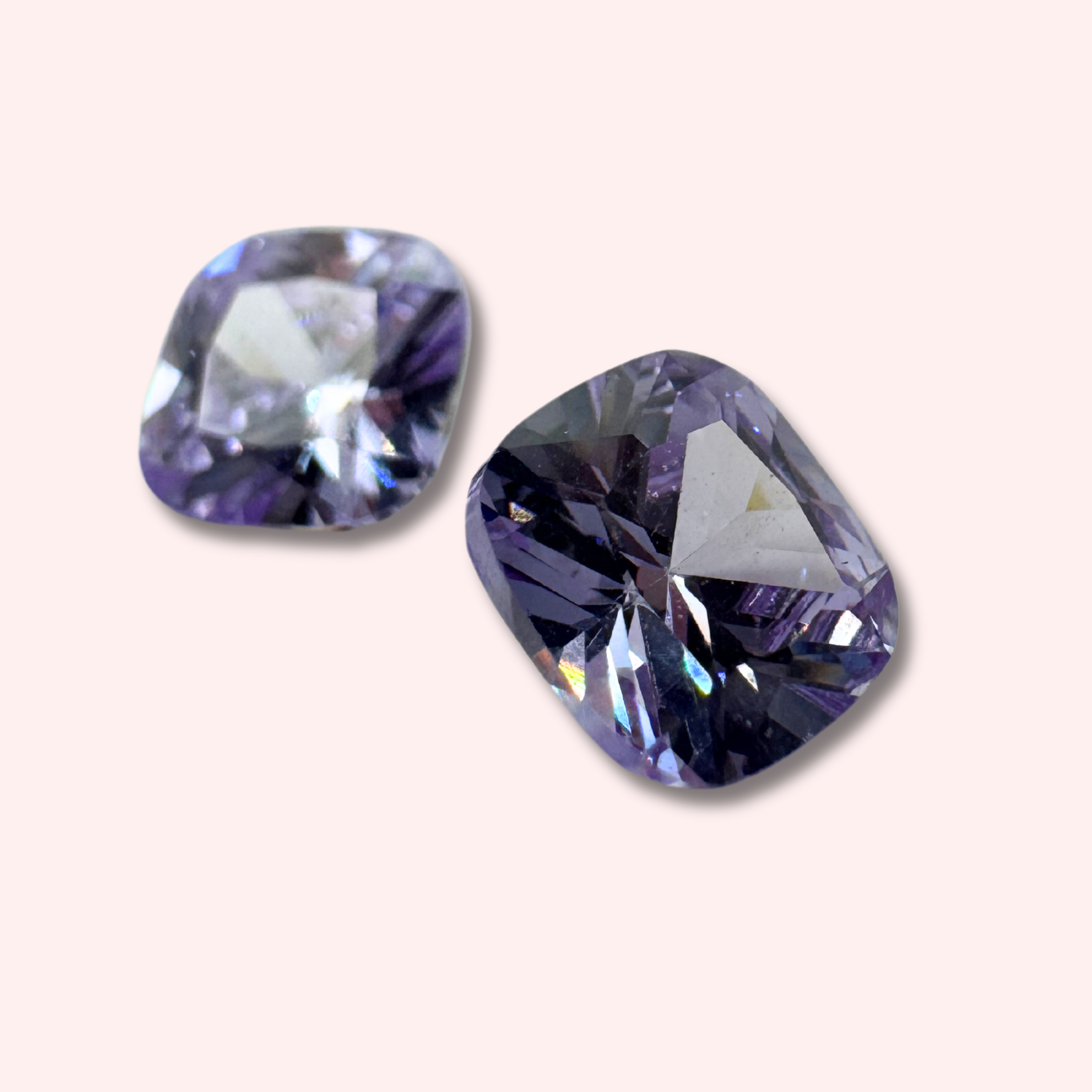 7x5mm rectangular lab-grown CZ amethyst with deep purple hue cast in place gemstone.