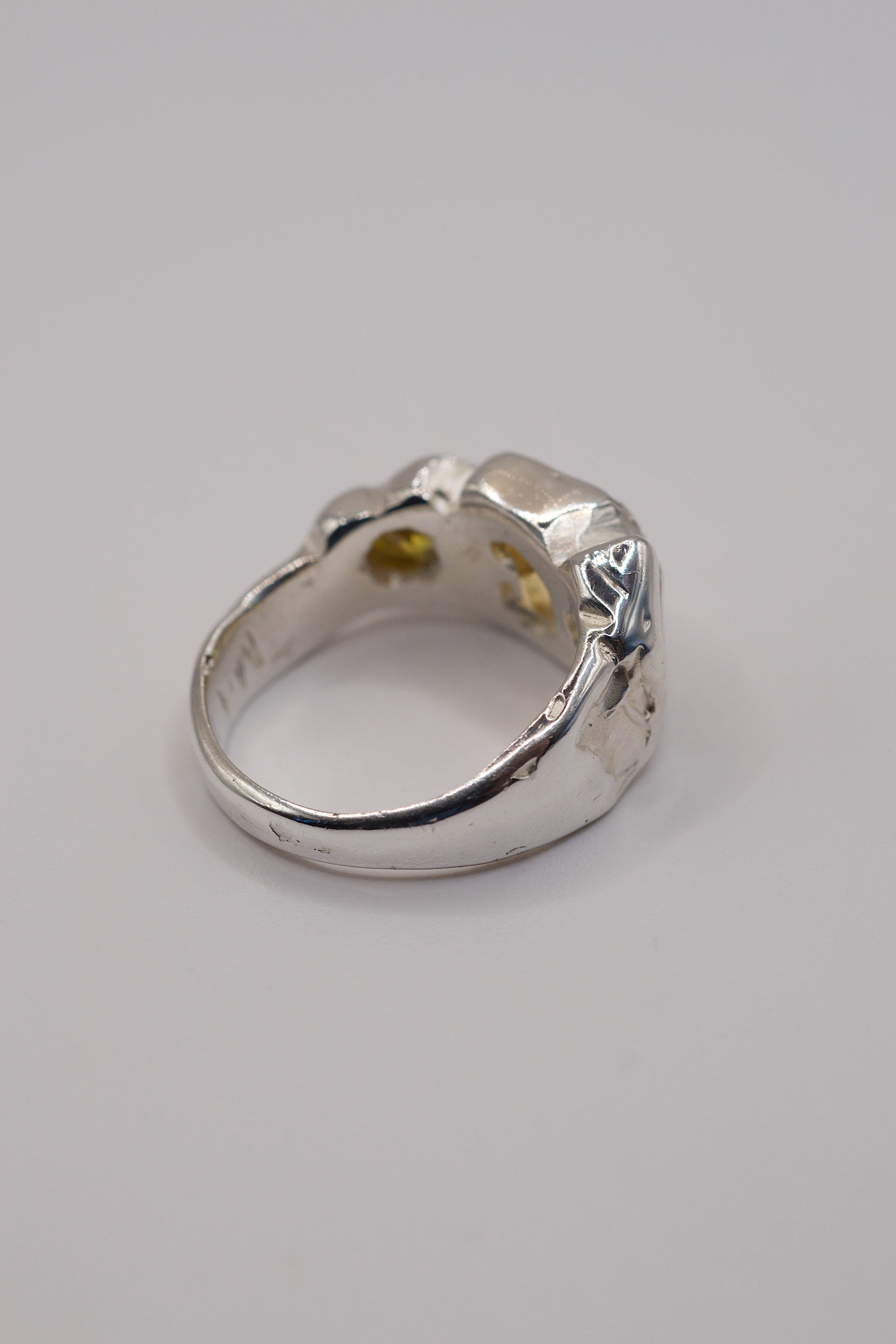 Golden toned sculptural silver ring Crystallised Honey design lost wax cast in sterling silver with citrine stones handmade alternative jewellery