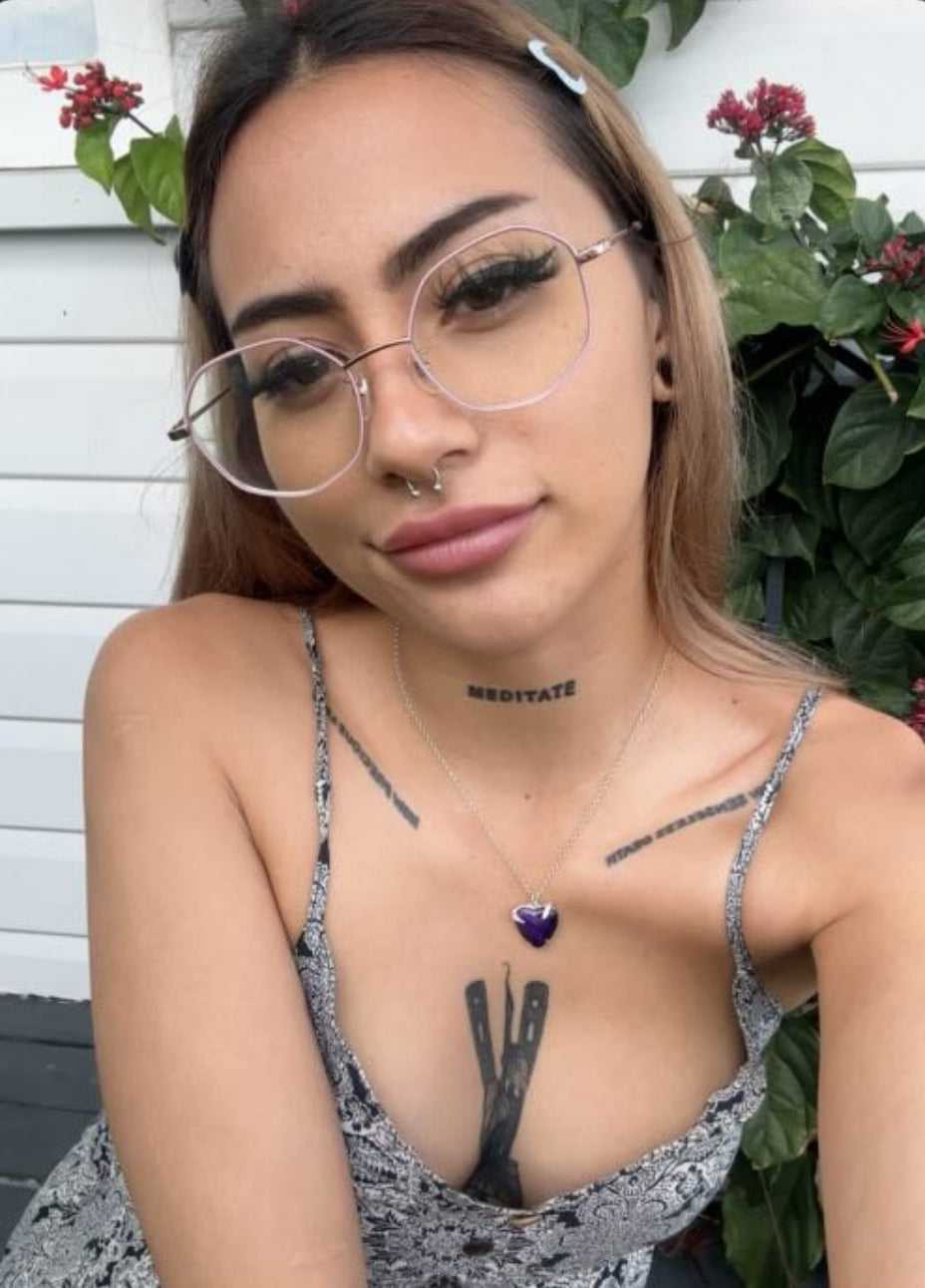 Customer wearing Metal Bones Jewellery silver necklace, handmade lost wax cast jewellery