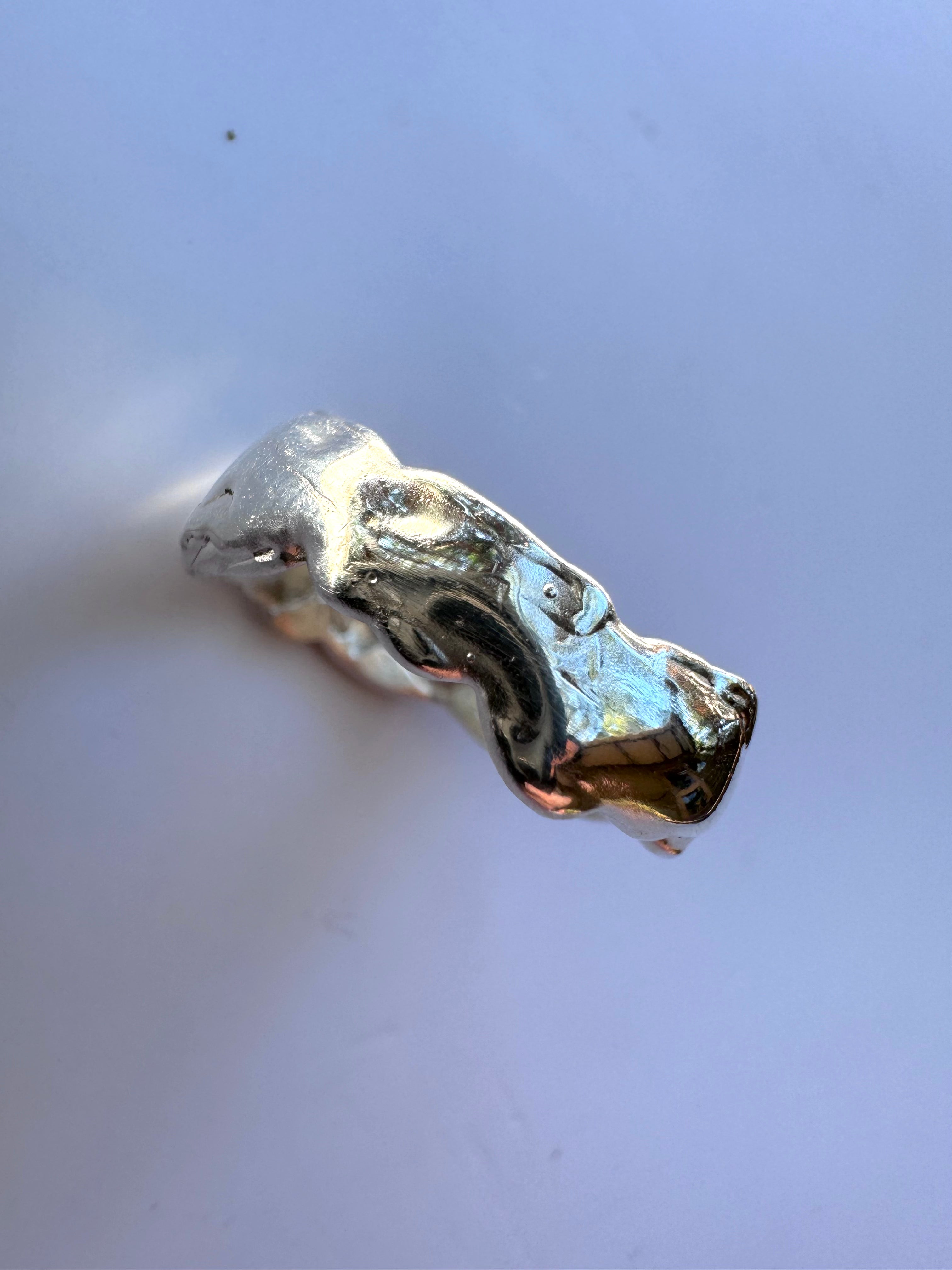 Lost wax silver ring. Organic textured silver ring, molten metal fluid style. Boho style with a touch of minimalist. 
