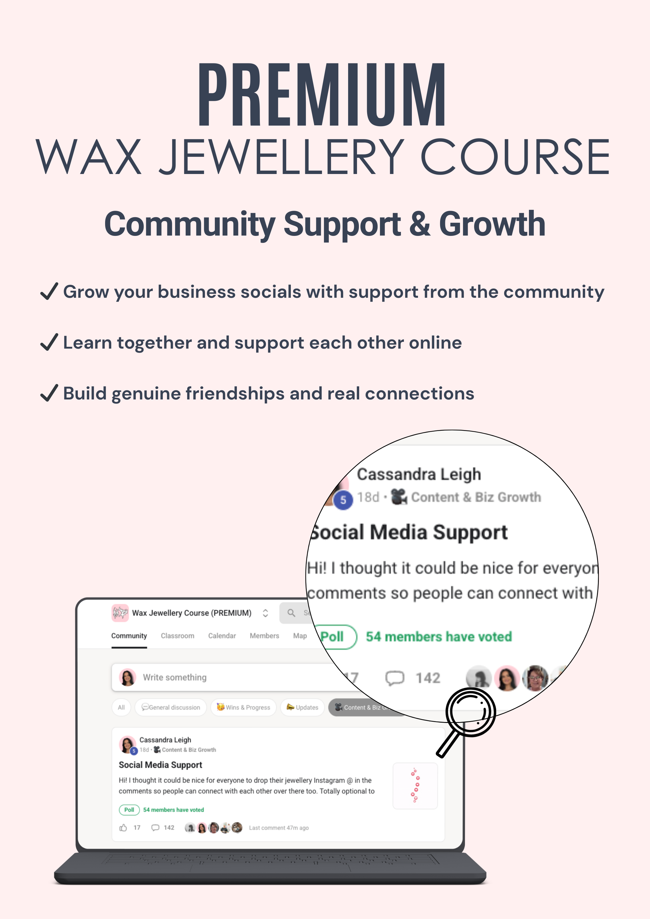 Online jewellery community support inside the premium wax jewellery course by Metal Bones Jewellery