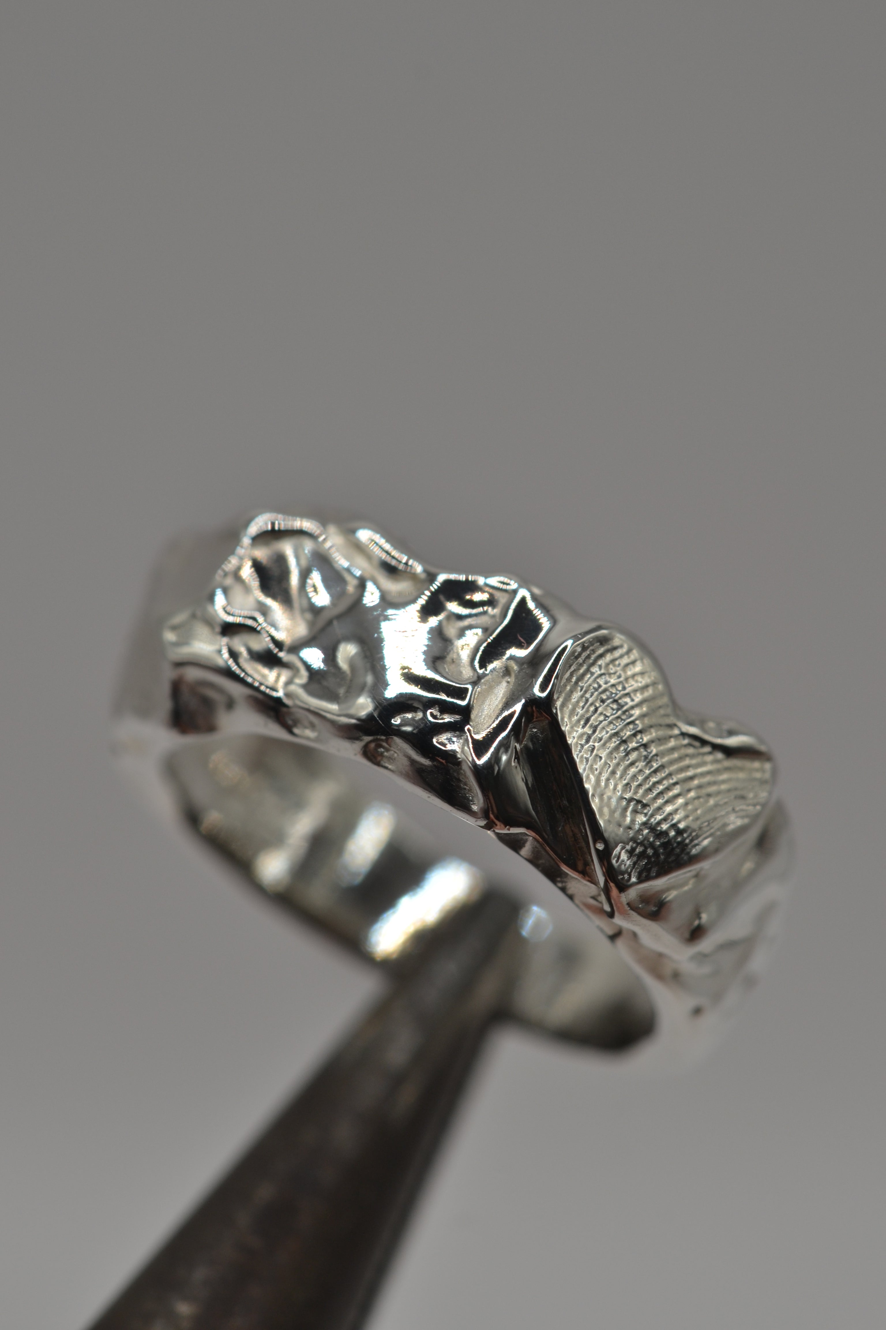 Organic handmade ring by metal bones jewellery
