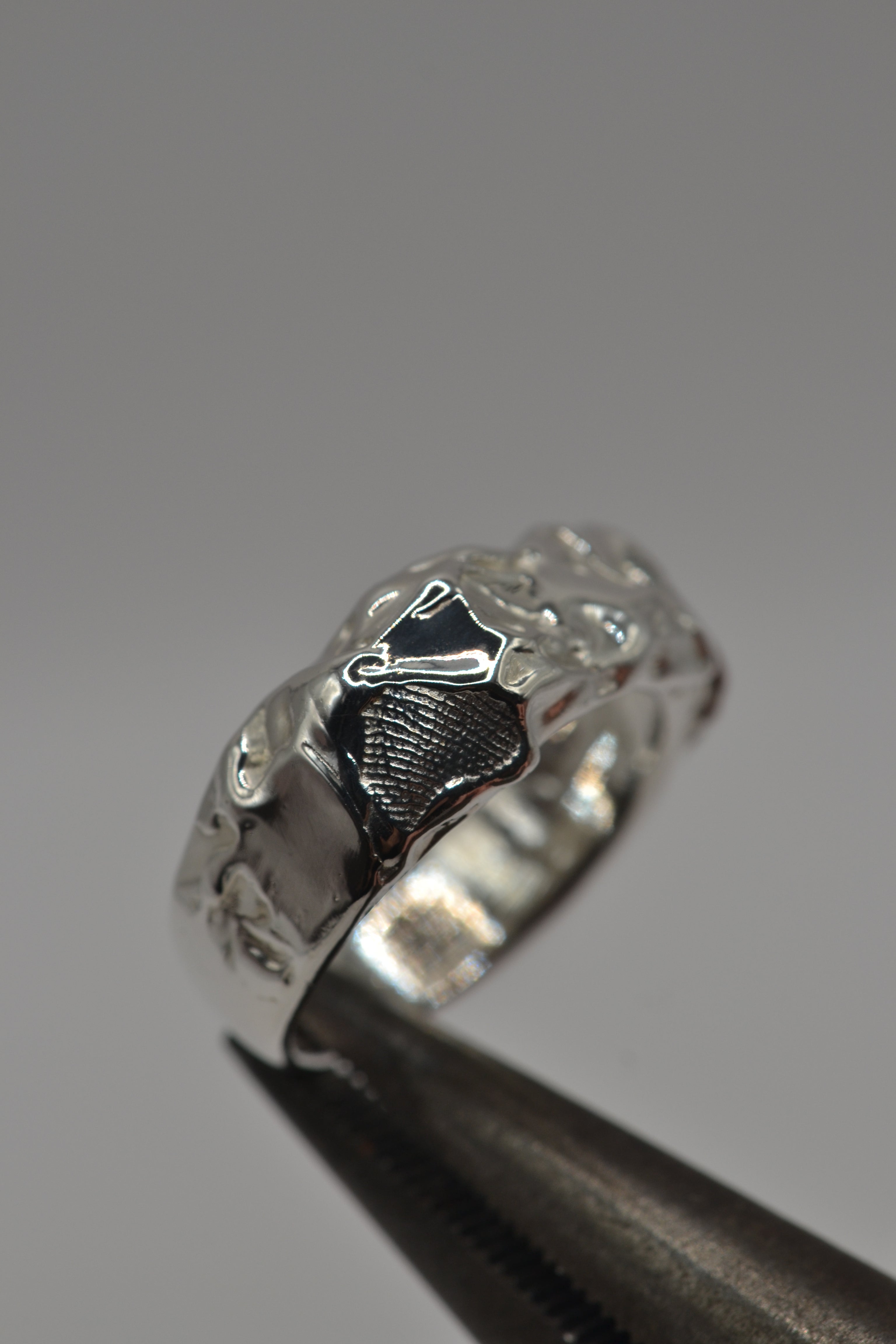Organic handmade sterling silver ring