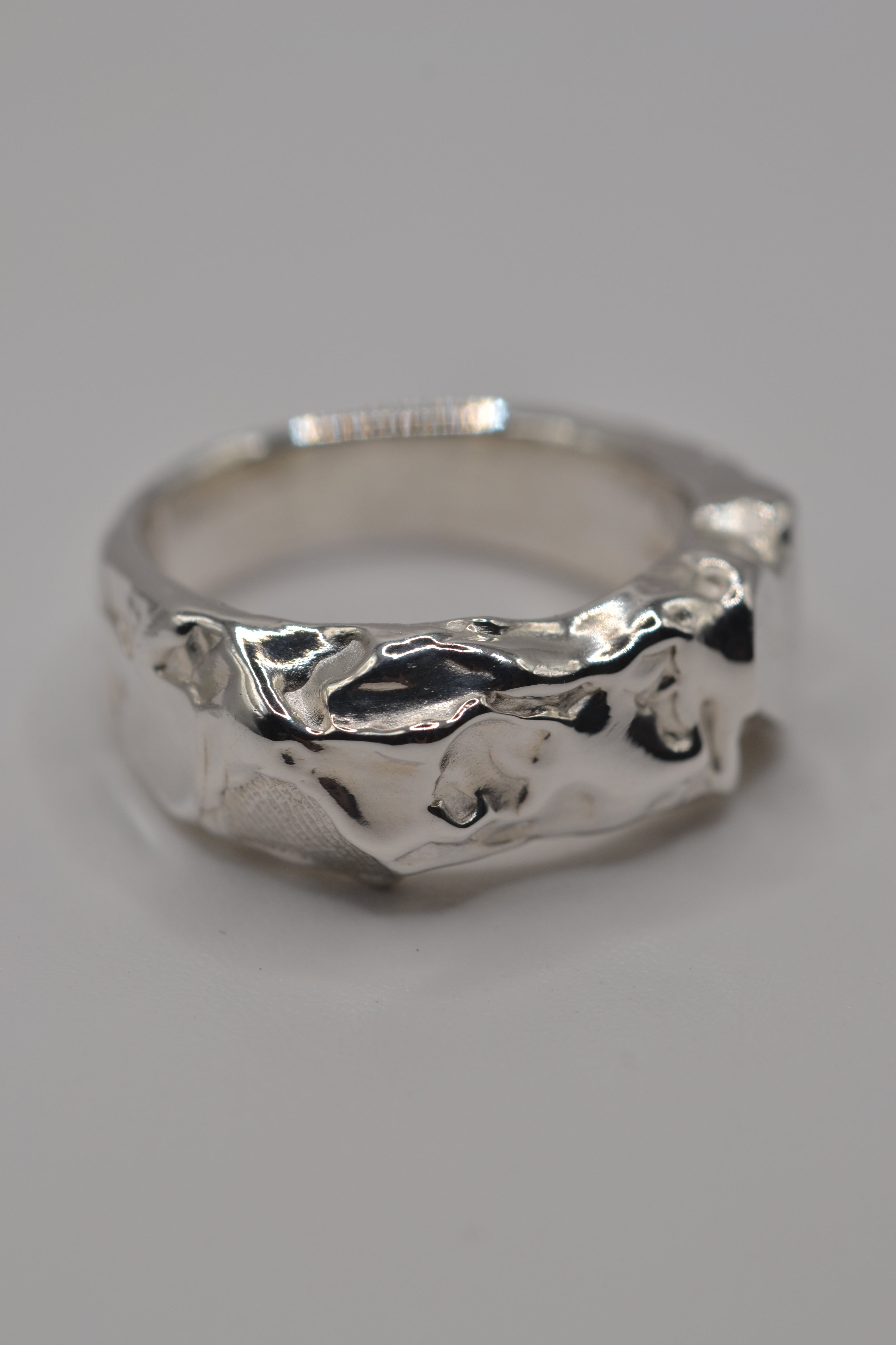 Organic sterling silver textured ring