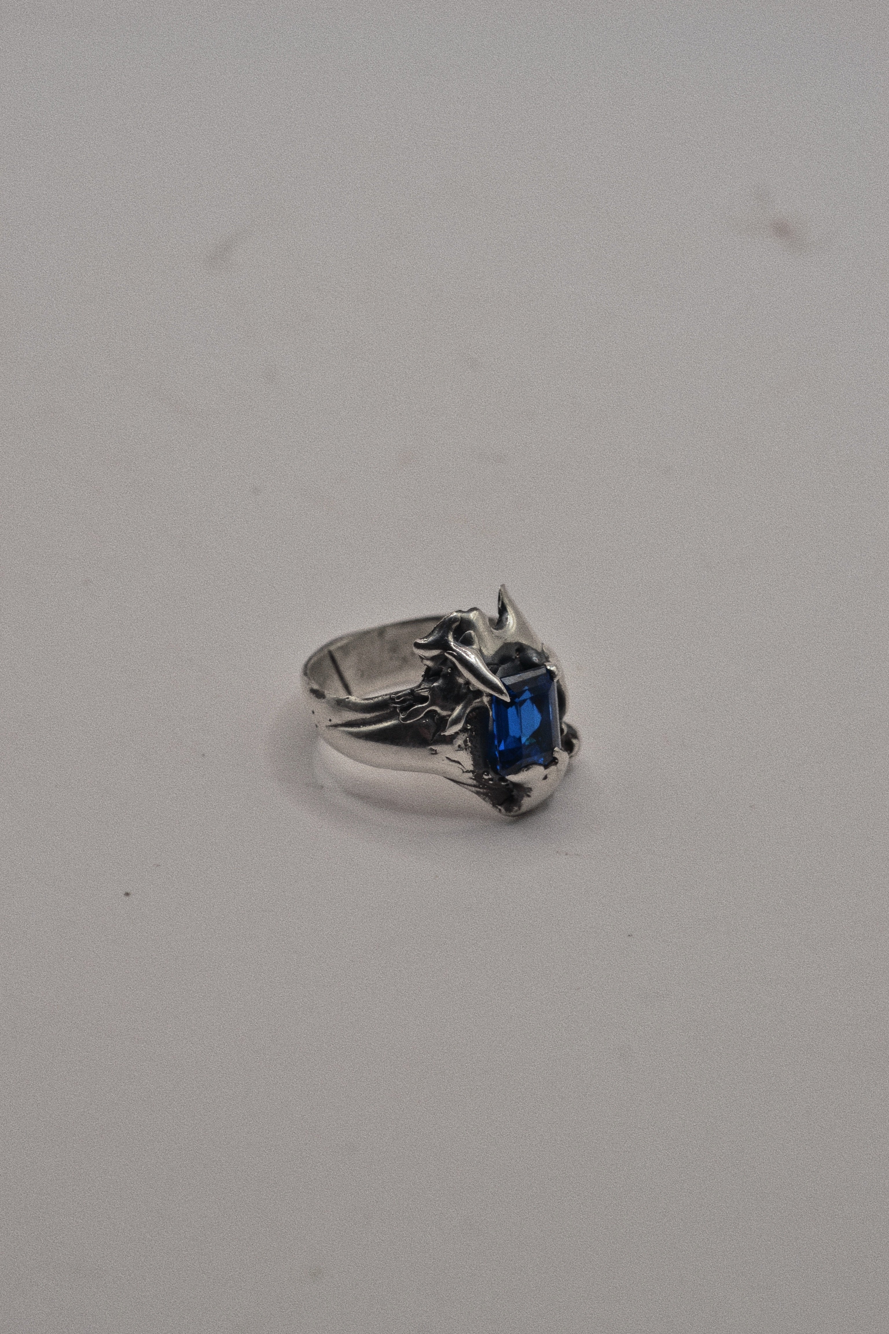 Side angle of the Infinity Ring showing extreme organic sculptural recycled sterling silver band handmade using lost wax casting