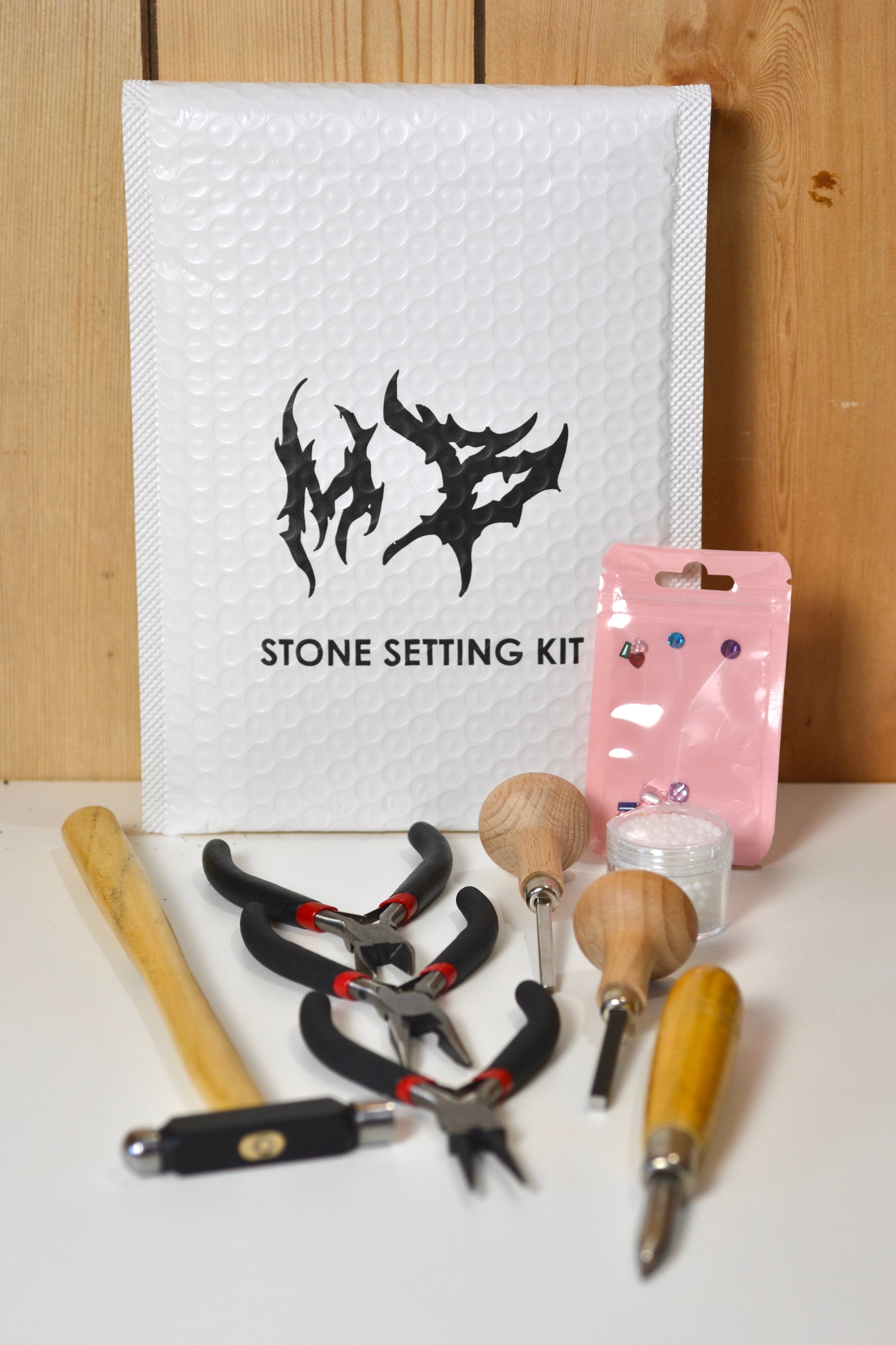 stone setting kit for beginners with gemstones included by metal bones jewellery