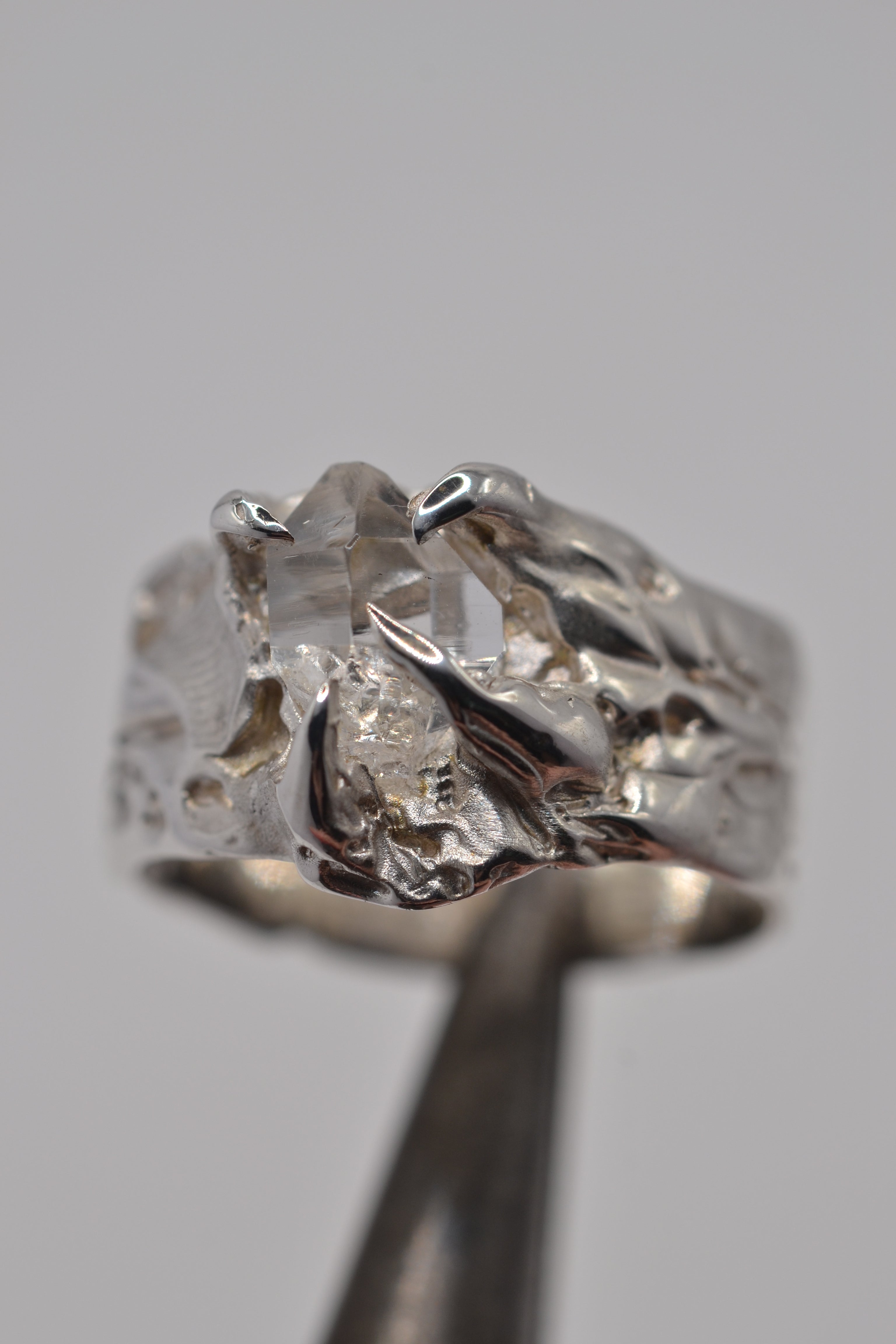 organic handmade ring by metal bones