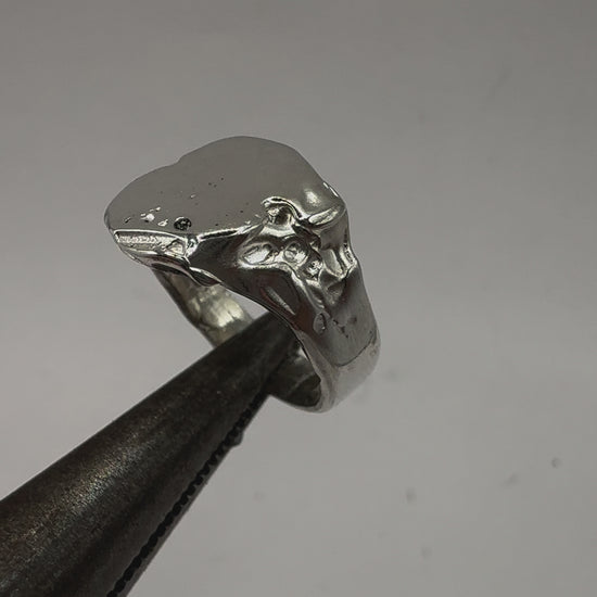 organic textured signet ring created with lost wax