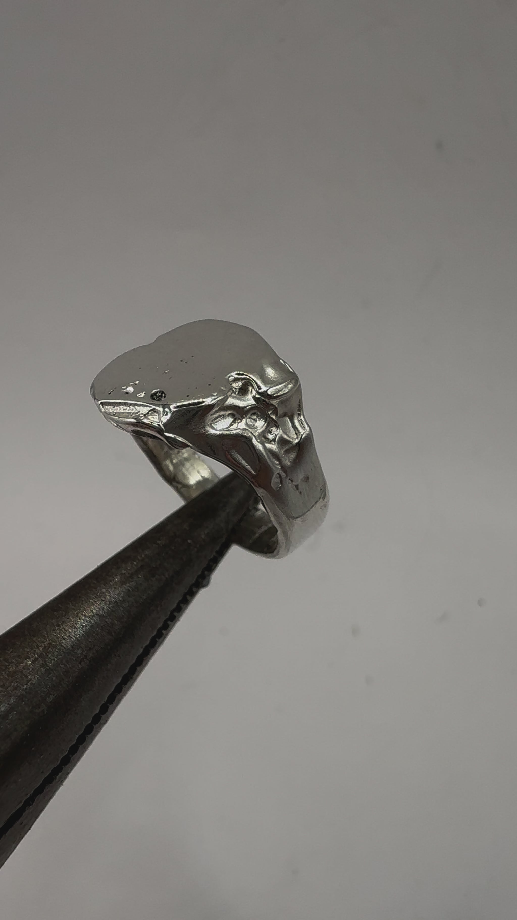 organic textured signet ring created with lost wax