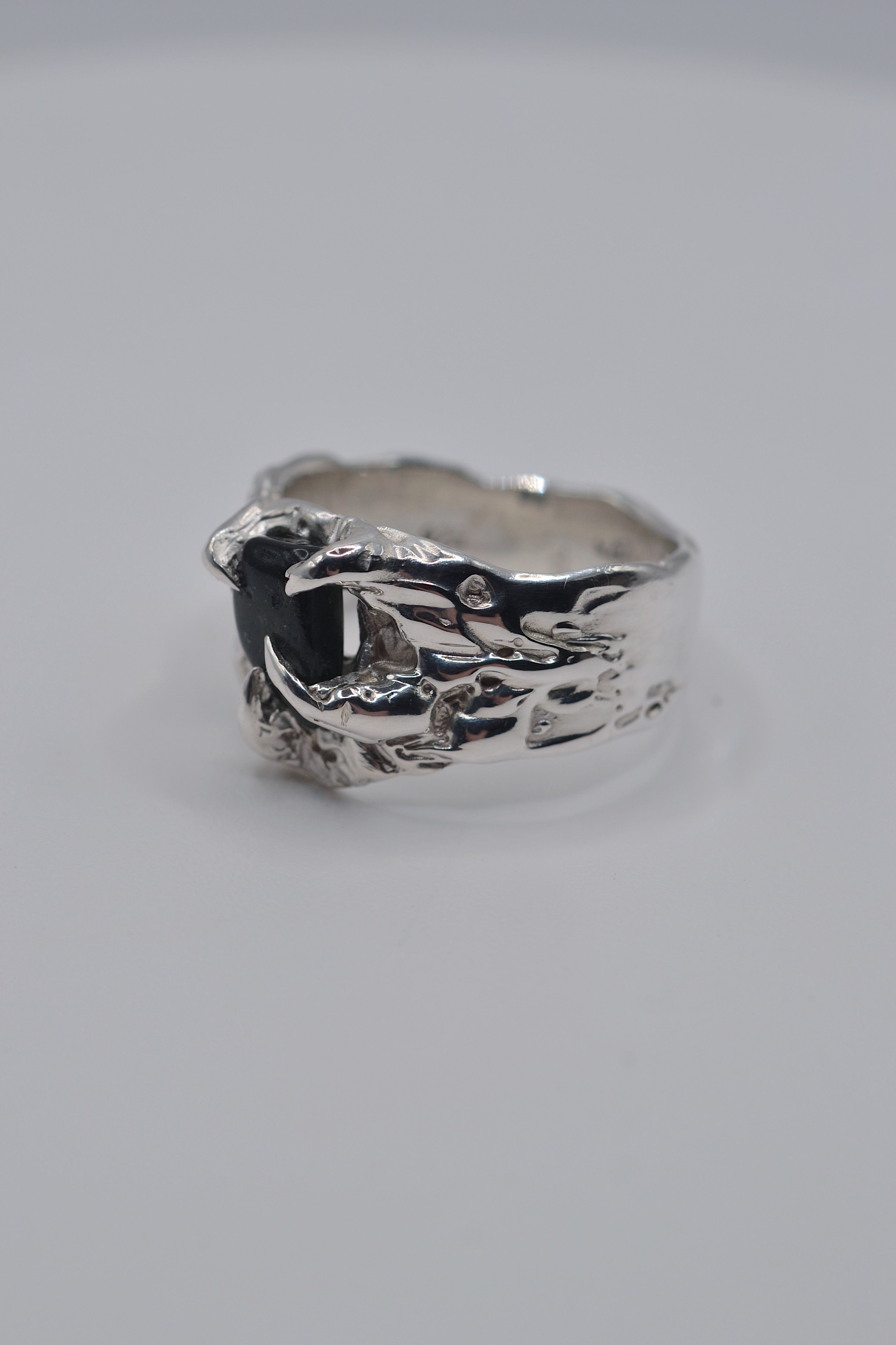 Unique handmade organic silver ring Rattlesnake design lost wax cast in recycled sterling silver using the wax carving technique