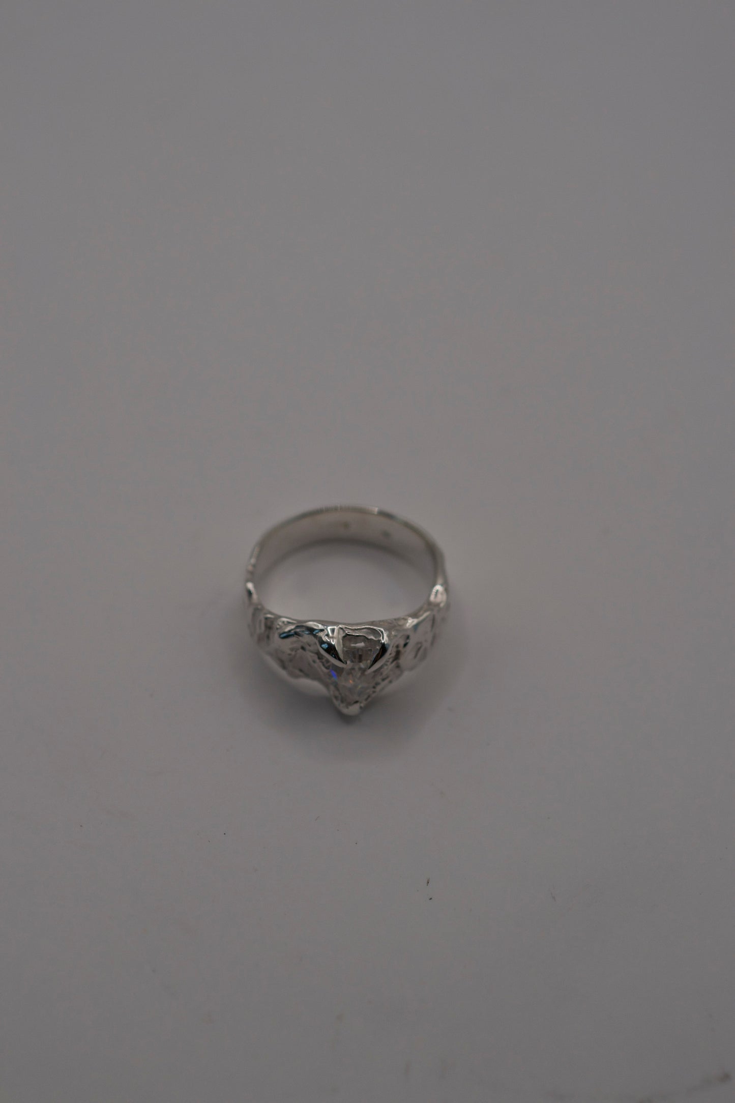 sterling silver ring with coffin moissanite stone