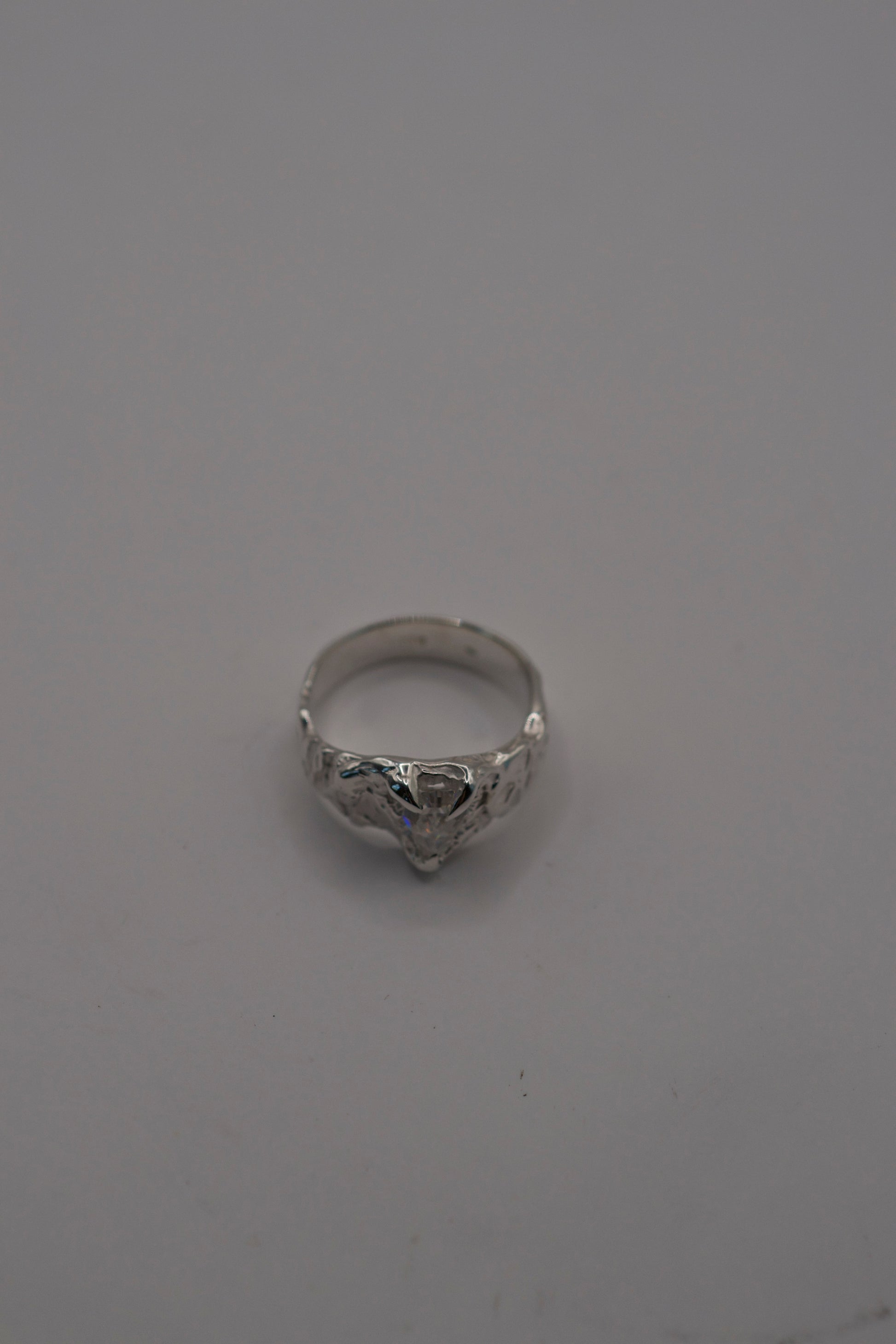 sterling silver ring with coffin moissanite stone